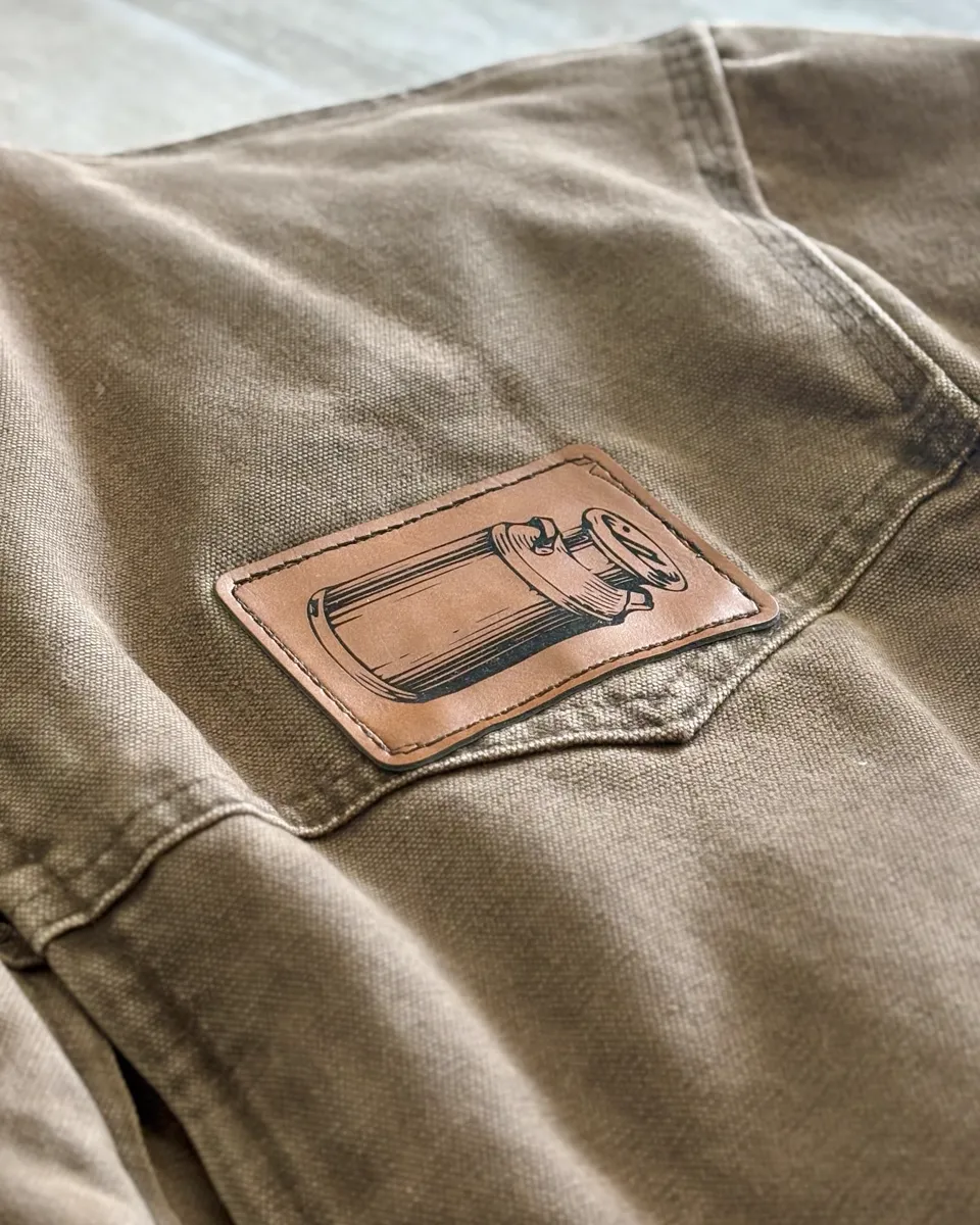 Close-up of a custom patch applied to a garment